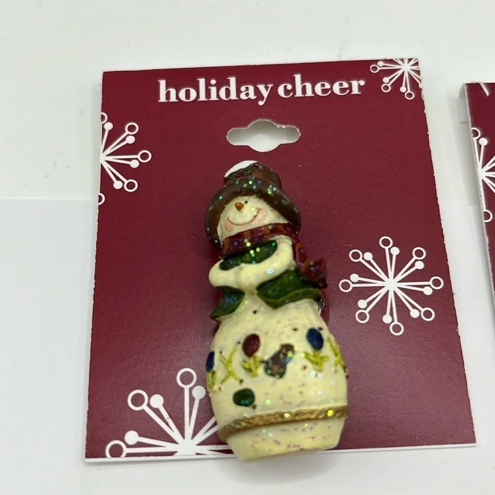 Christmas Brooches 5 and Set  and 1 Set Earrings Snowman Bell Penguin Angel Pins